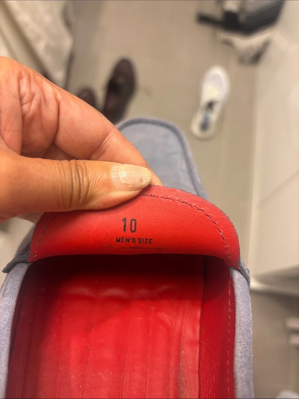 Tod's Gray Suede Slip-On Loafers with Red Insole